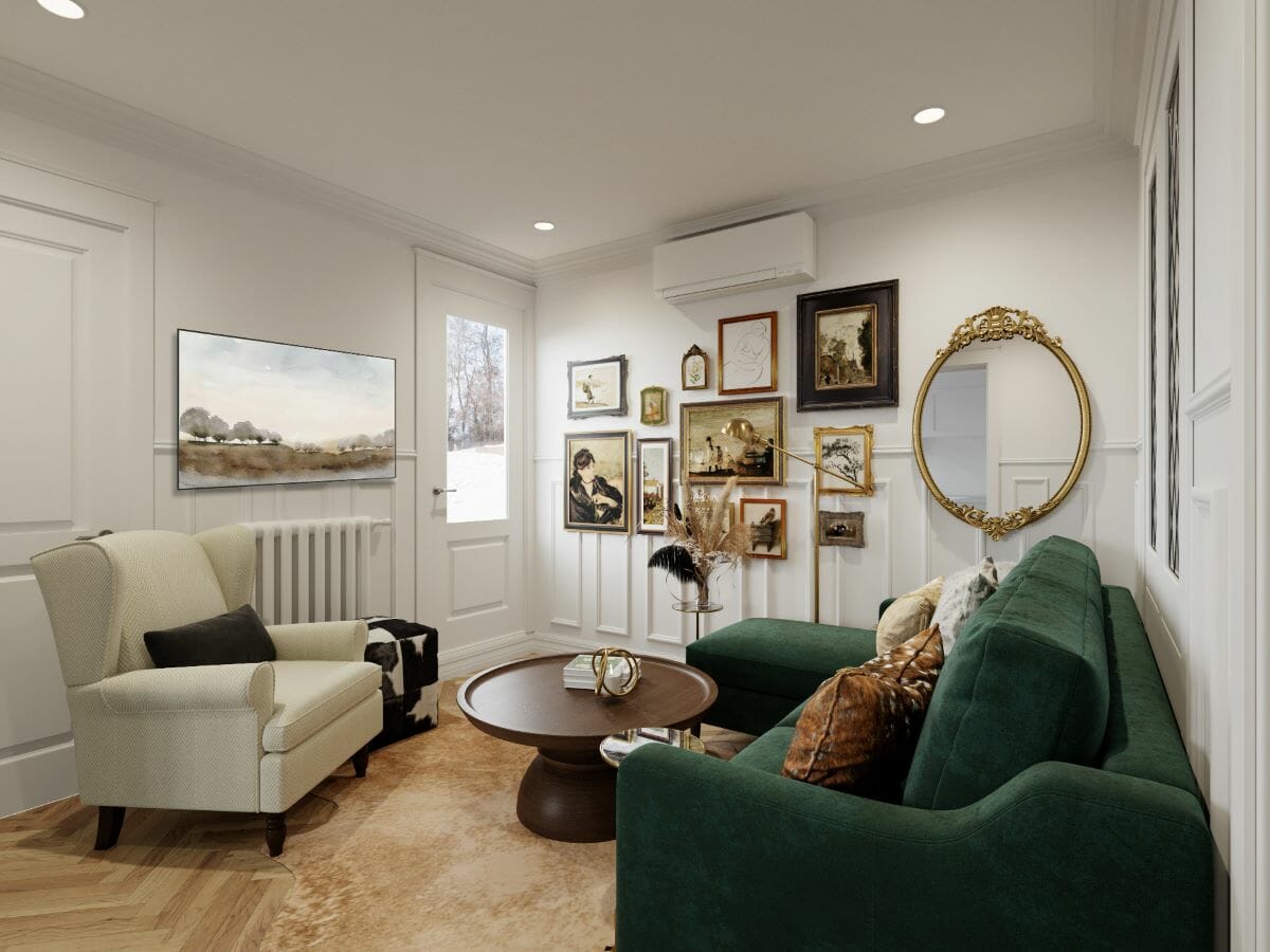 Modern Parisian-style living room interior design by Decorilla