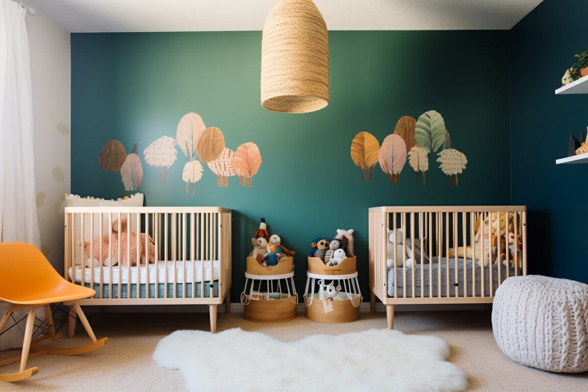Newborn and infant room décor for twins