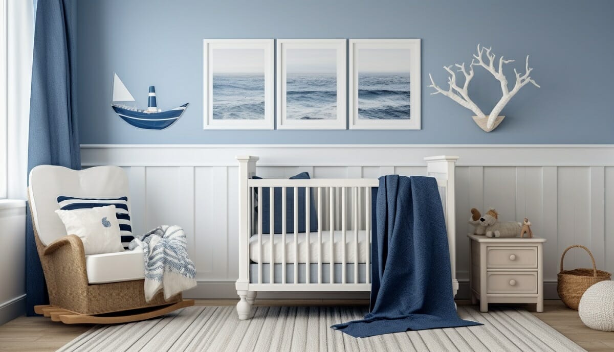 Children's room decoration and design of a children's room with a sea theme