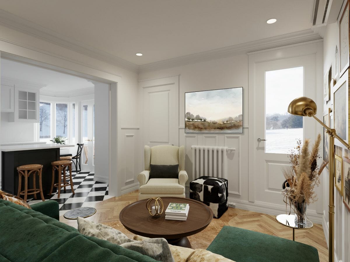 Parisian living room interior design by Decorilla
