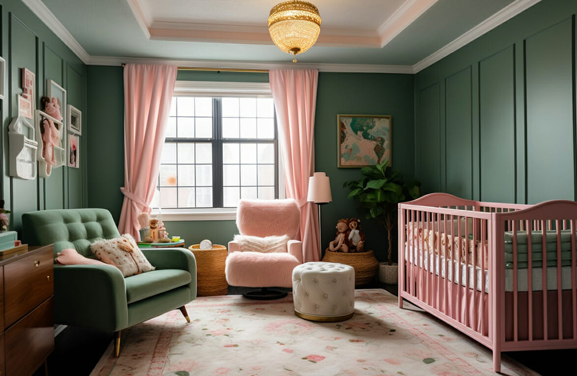 pink and green nursery theme and design ideas