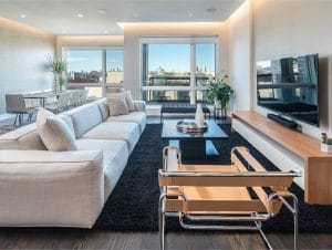 Best TV stands in a living room by Decorilla designer, Matthew R.
