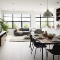 Contemporary open plan living room and kitchen