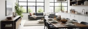 Contemporary open plan living room and kitchen