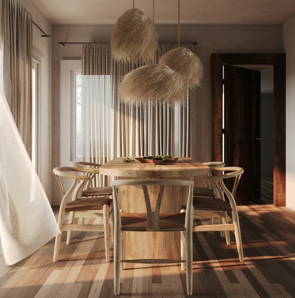 DIning room in Wabi Sabi interior design style by Decorilla