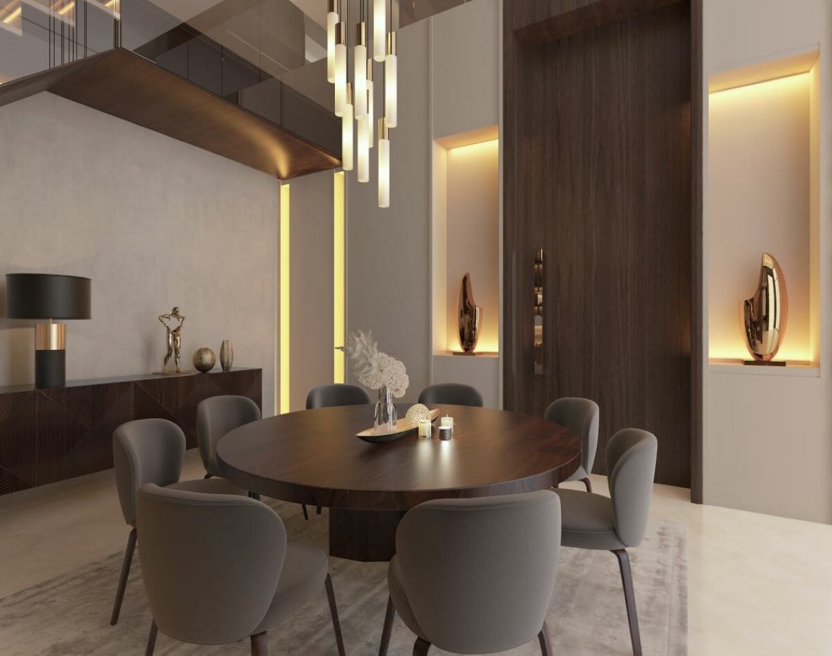 Dining room lighting trends 2024 by Decorilla designer Nathalie L.