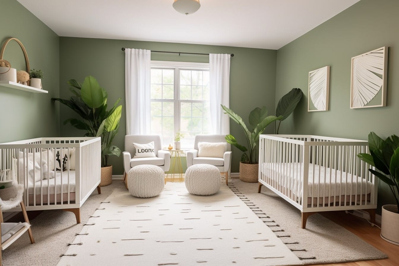 Before & After: Adorable Green Nursery Design for Twins