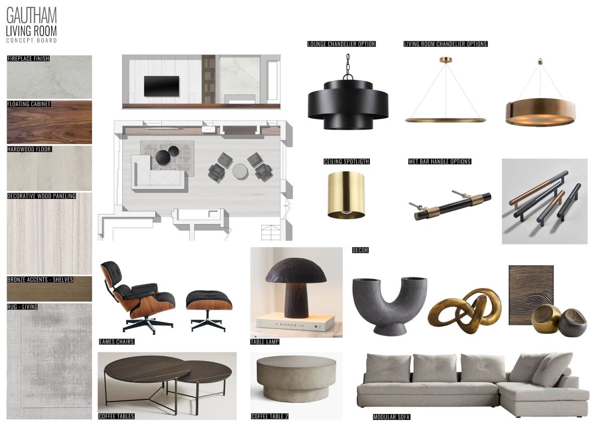 Modern luxury interior design moodboard by Decorilla