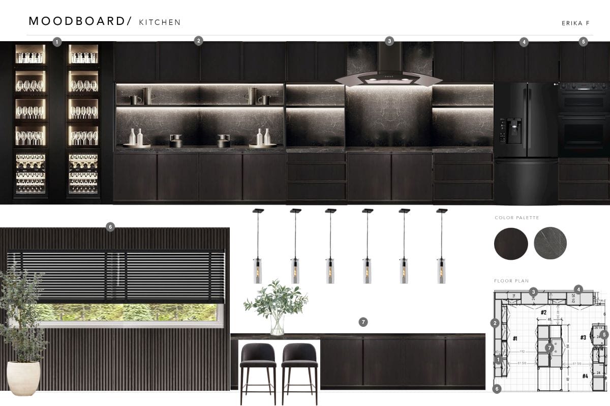 Modern masculine kitchen moodboard by Decorilla