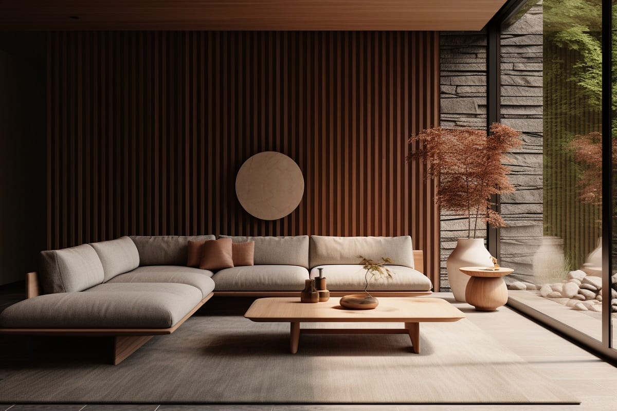 Moody wabi sabi interior design ideas in a living room