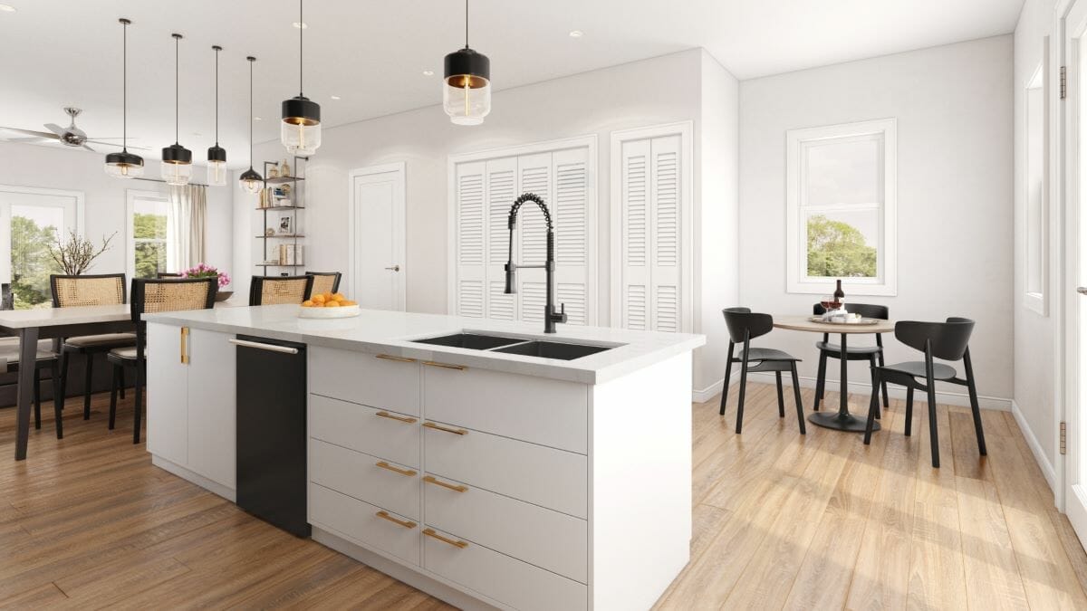 Open-plan kitchen, living & dining by Decorilla