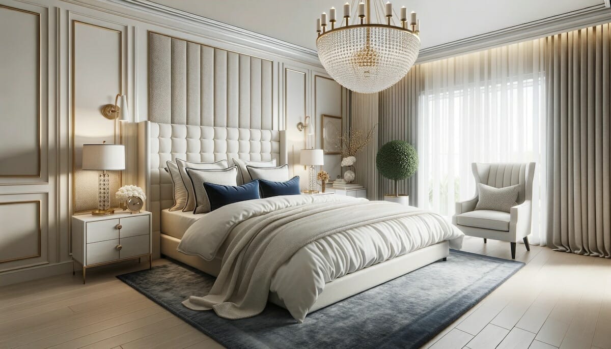 Serene bedroom with gold accents