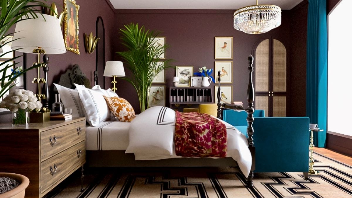 Before After Vintage Bedroom Design with Eclectic Decor