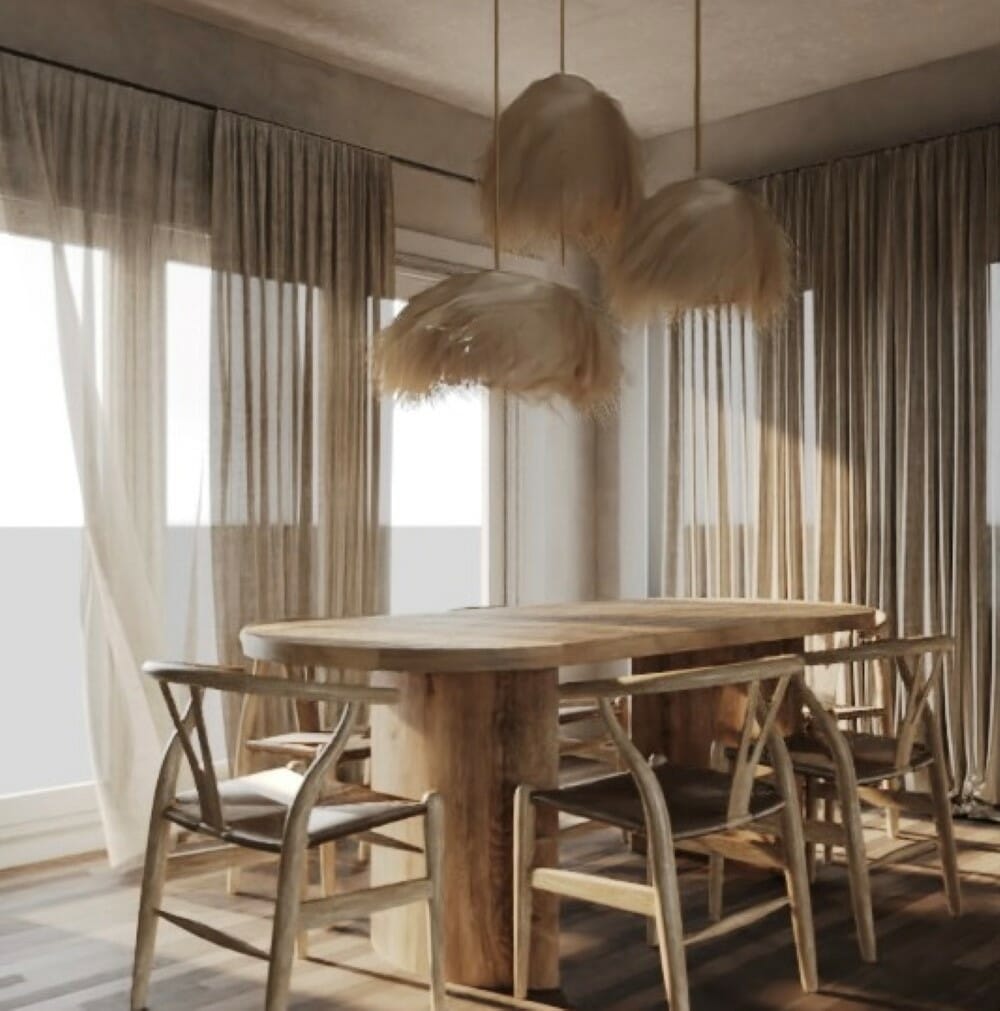 Wabi Sabi dining room interior design ideas by Decorilla