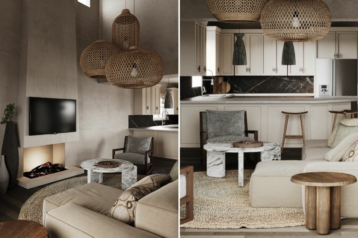 Wabi Sabi living room decor and interior design ideas by Decorilla