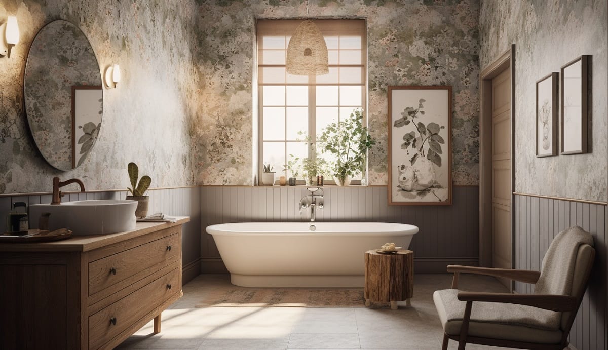 Bathroom wallpaper inspiration for a retro designer style