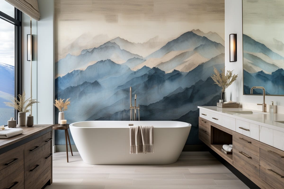 Blue bathroom wallpaper decor and design ideas
