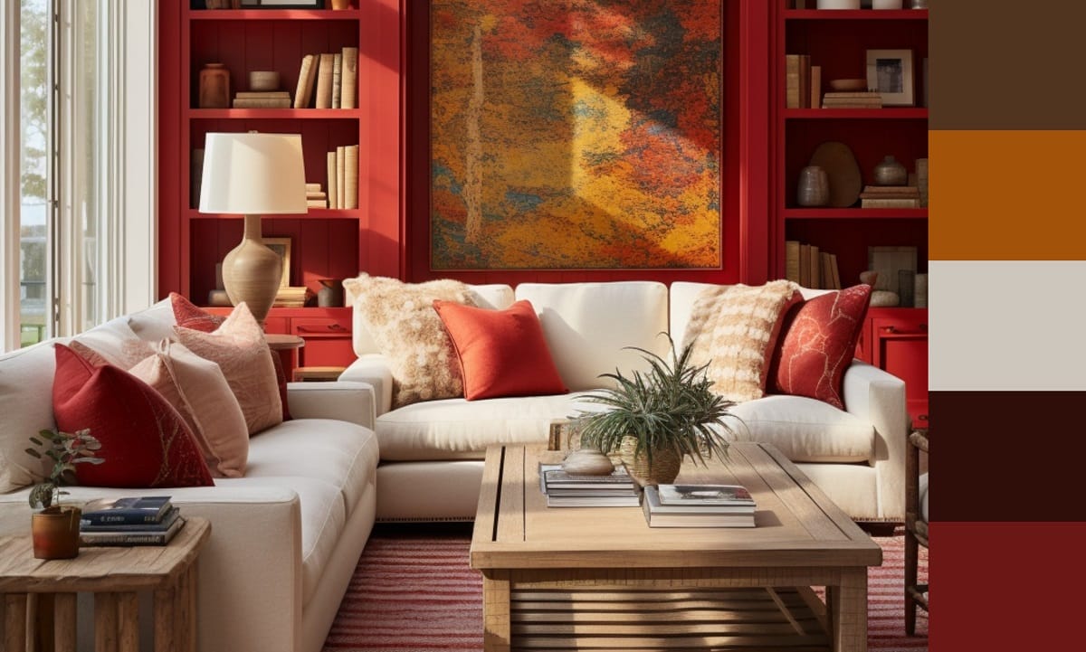 Bold living room wall color schemes - red living room color palette