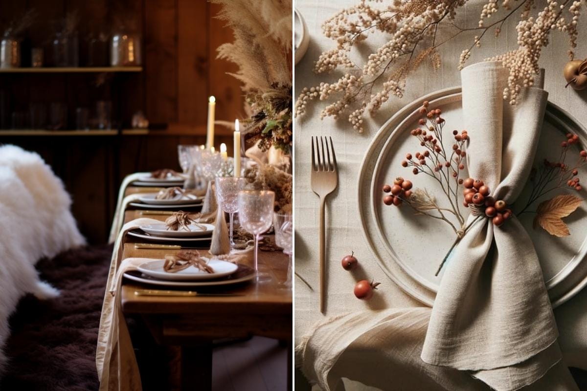Christmas kitchen and dining room decor - Christmas tablescape