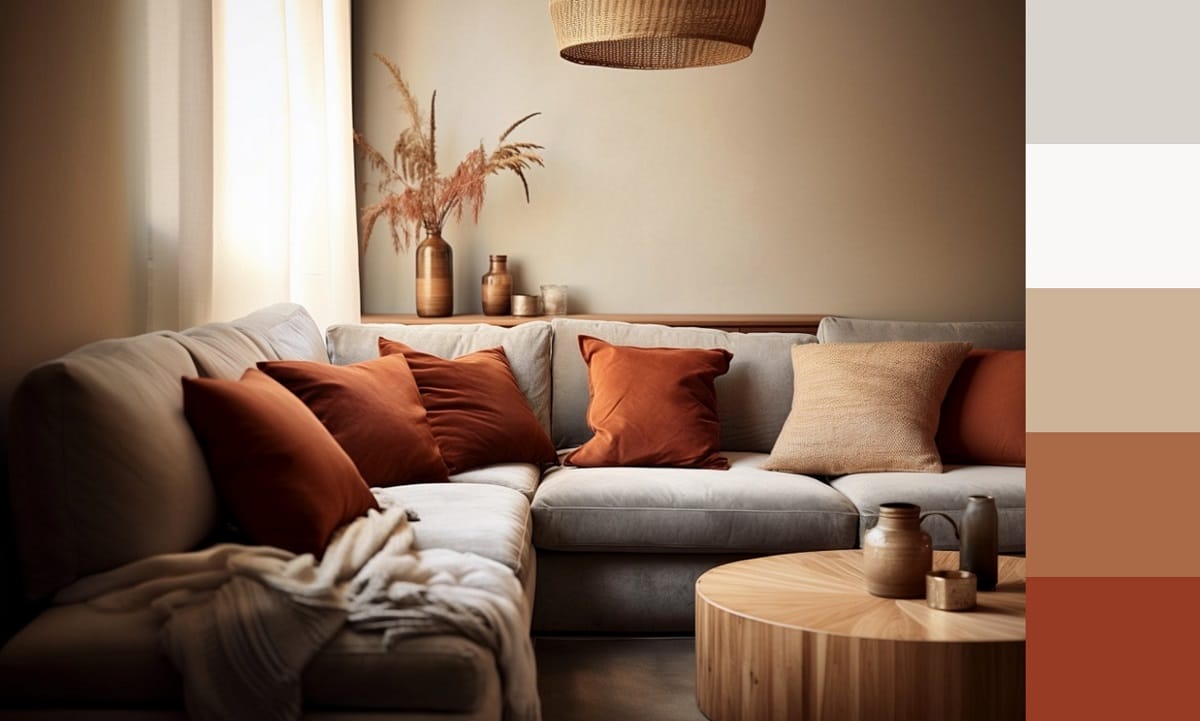 Gray and top terracotta living room