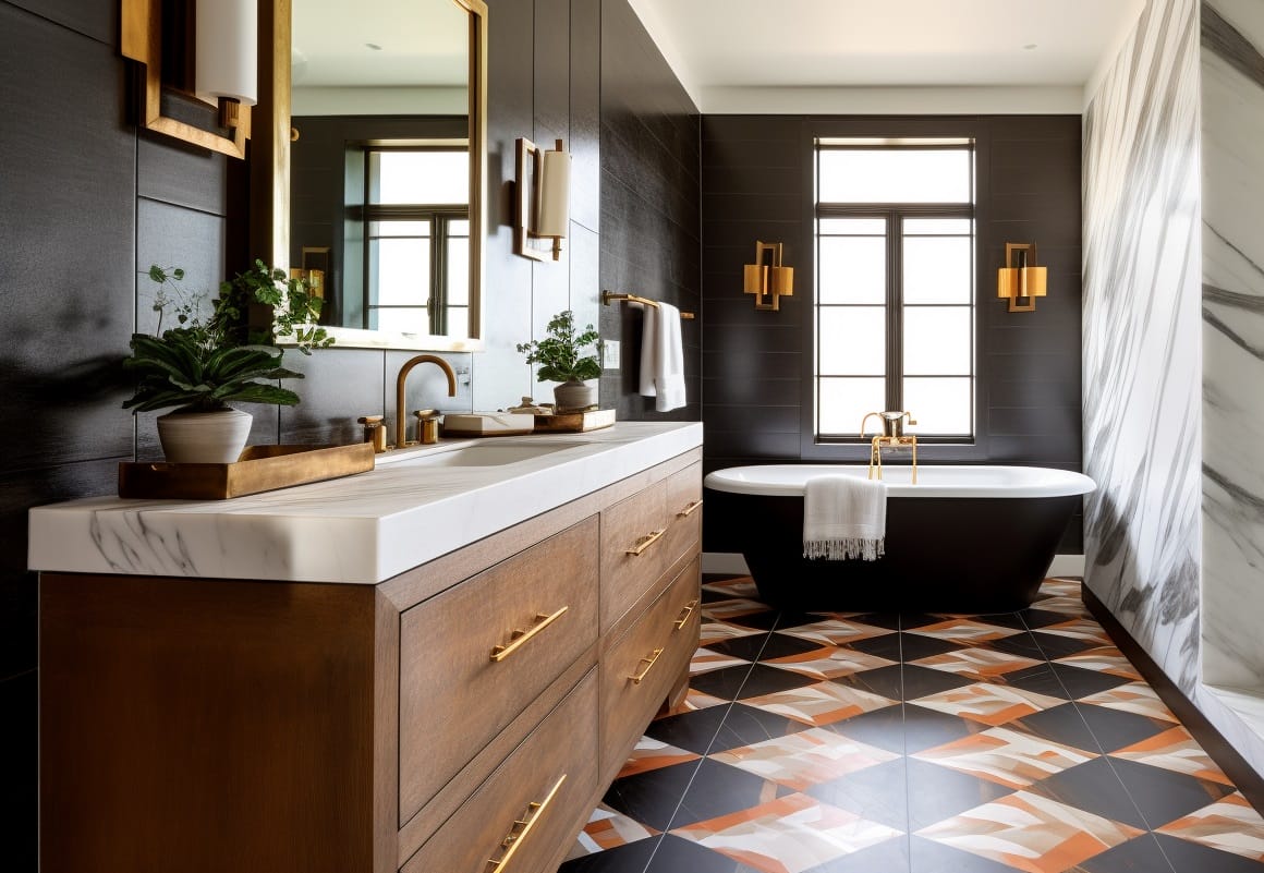 Color drenching interior ideas for a bathroom design