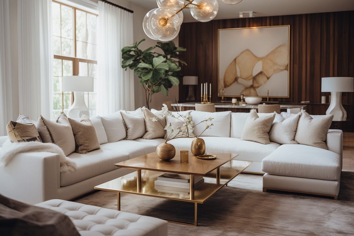 Cozy home interior ideas with gold and white
