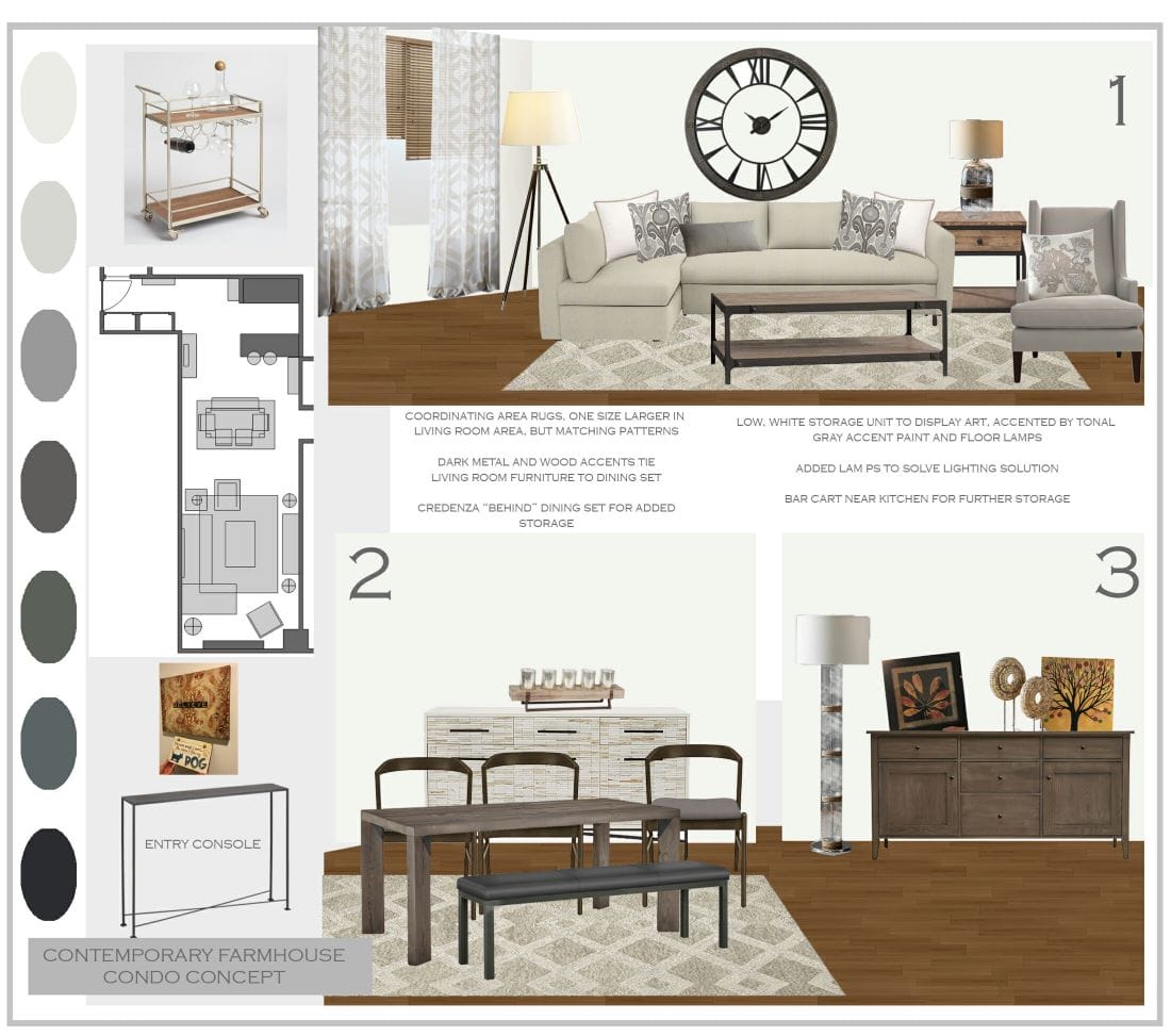 Preliminary proposal for a country chic style living room by Decorilla designer Sonia C.