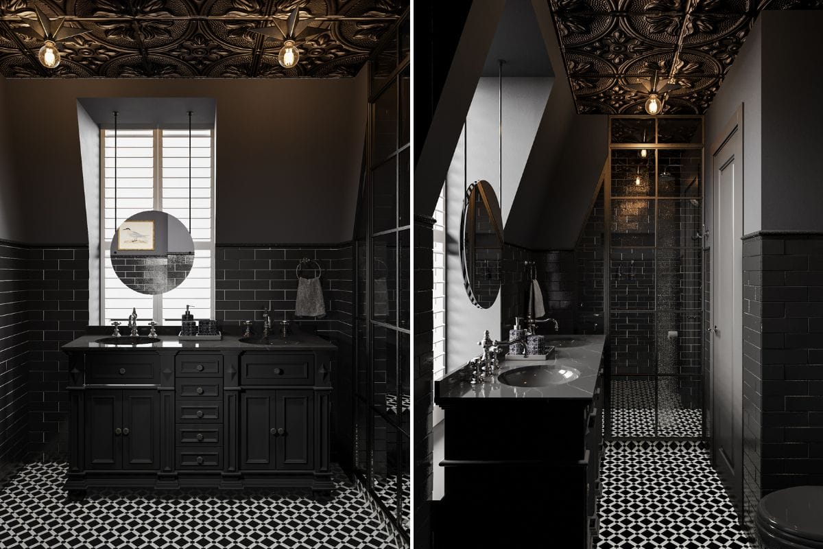 Gothic bathroom design by Decorilla