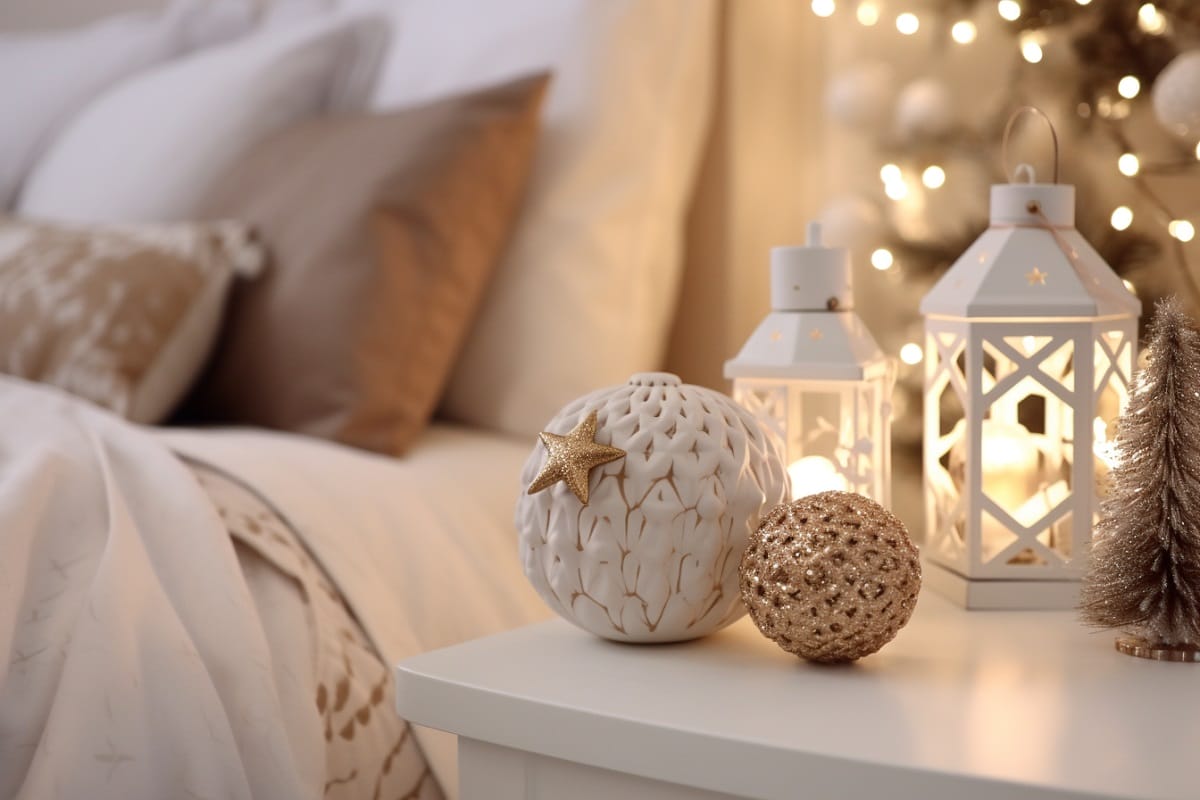 Holiday and Christmas decorating ideas for a bedroom
