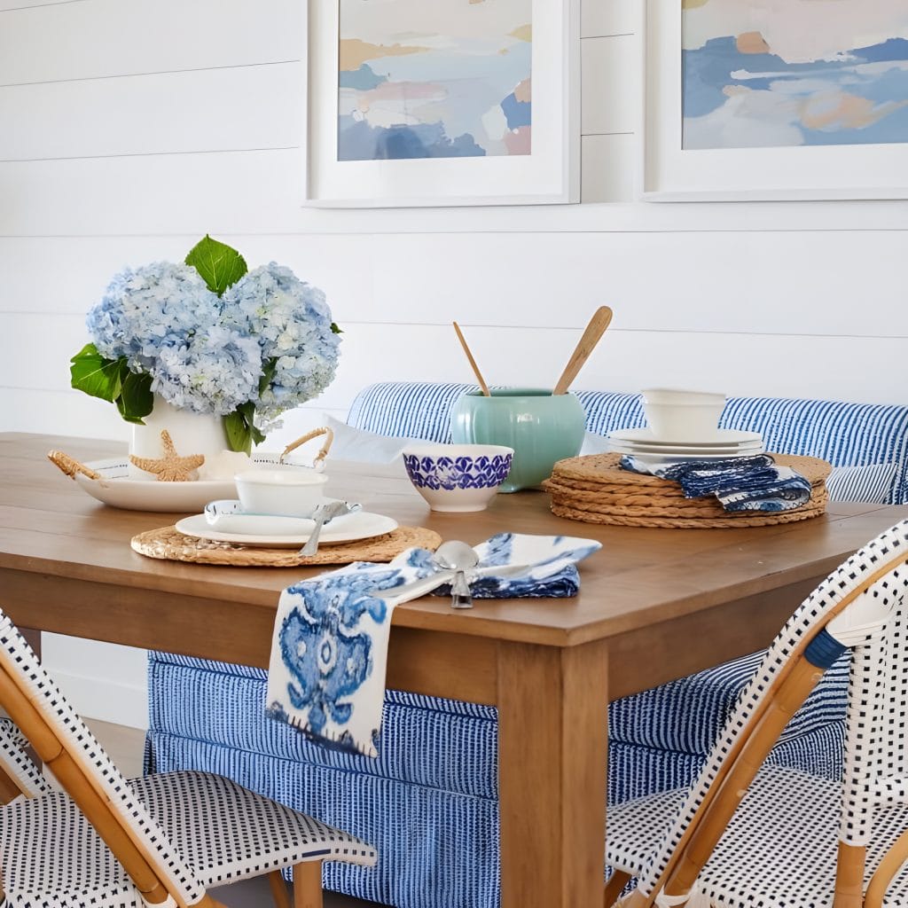 Layered textures defining dining table decor in an interior by Decorilla designer, Tammy M