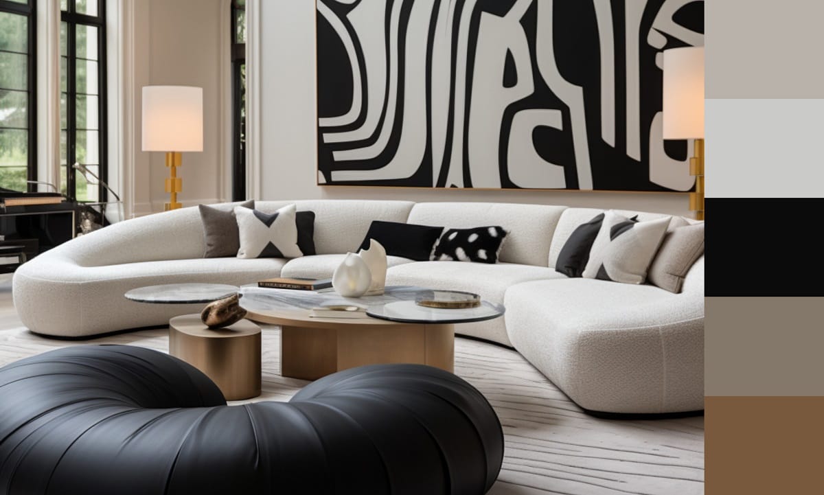 Living room color schemes with grey - contemporary black and white interior design