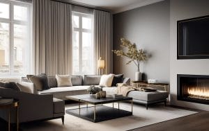 Living room with gold accents and furniture