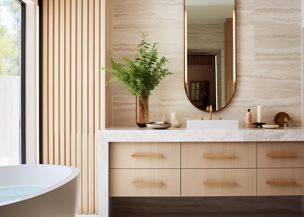 Master bathroom wallpaper design inspiration and ideas