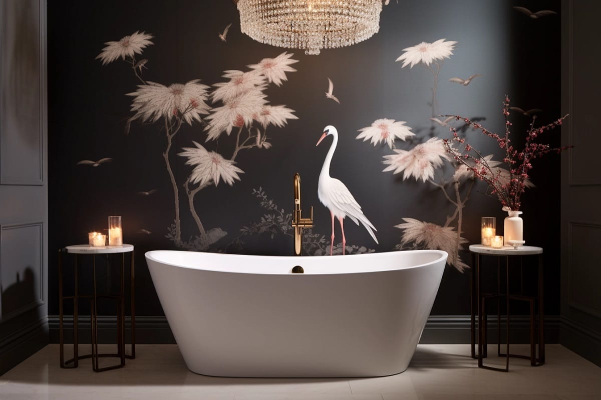 Master bathroom wallpaper ideas for a moody design