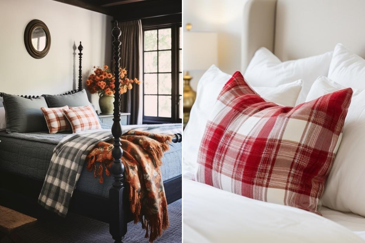 Plaid Christmas bedroom decor