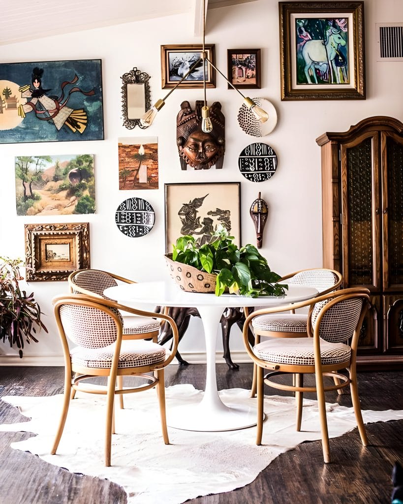 Sculptural greenery as dining table decor by Decorilla designer, Sarah R.