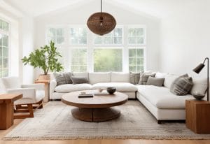 Sectional vs sofa in a modern organic interior design