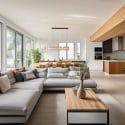 open concept kitchen dining room and living room with floor plans