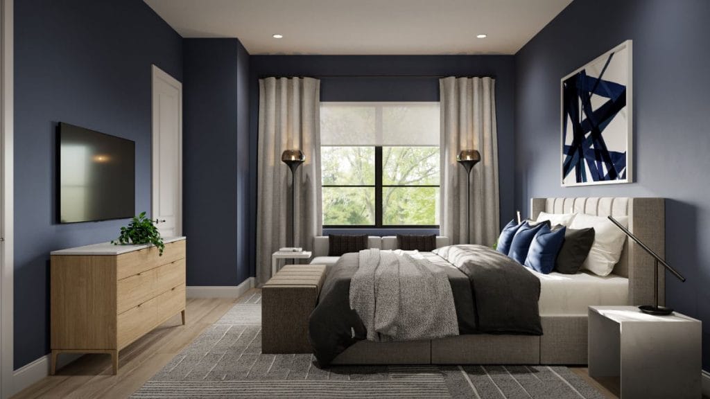 Blue contemporary style bedrooms by Decorilla