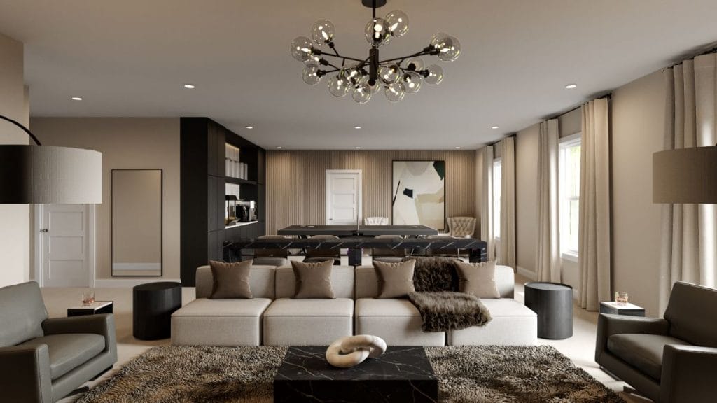 Contemporary game room design inspiration by Decorilla designer Erica F.