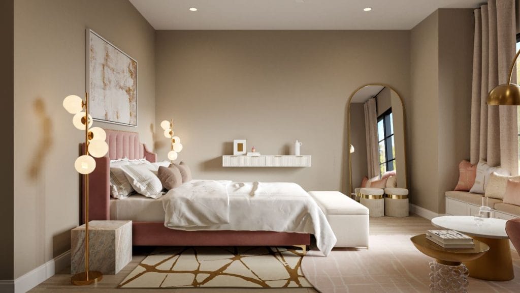 Feminine and chic contemporary style bedrooms by Decorilla