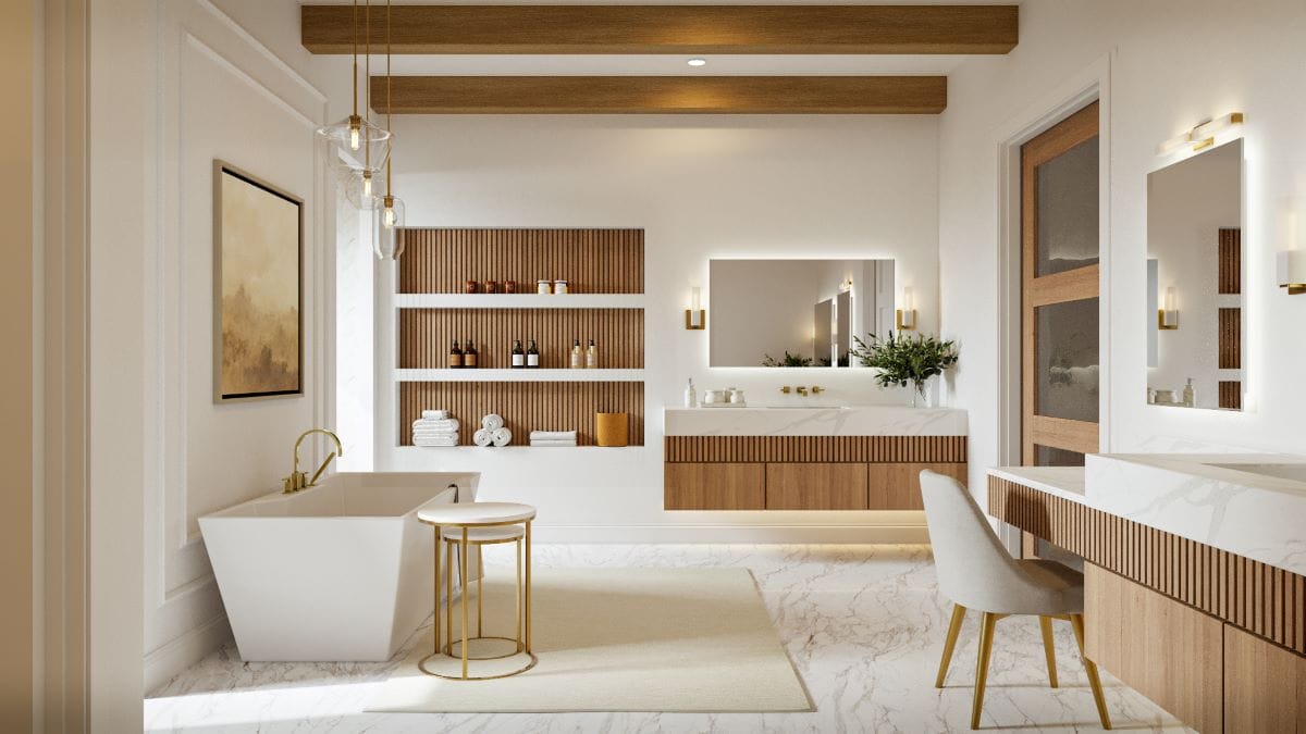 Modern glam bathroom interior design by Decorilla