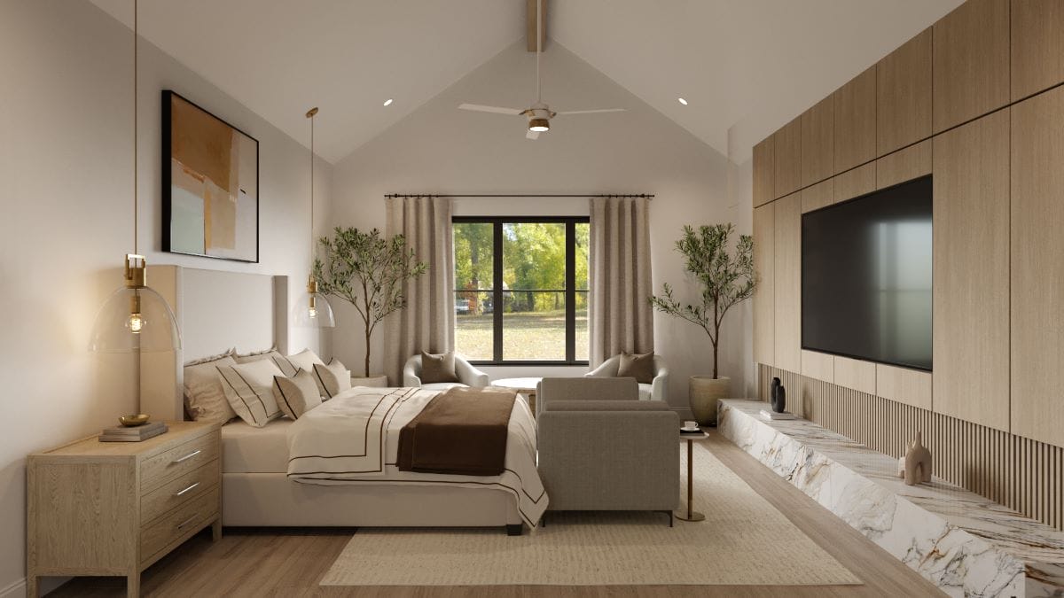 Modern glam bedroom interior design by Decorilla