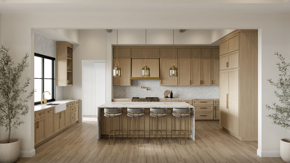 Modern glam home decor in a kitchen designed by Decorilla