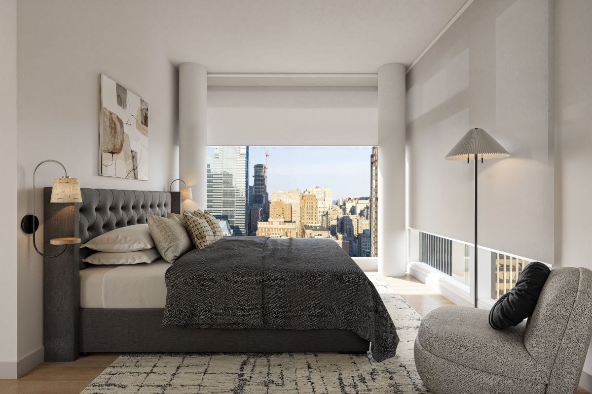 NYC apartment decor in a bedroom designed by Decorilla