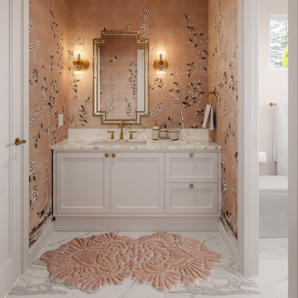 Pantone 2024 Color of the Year embellishing a bathroom by Decorilla designer Ibrahim H.