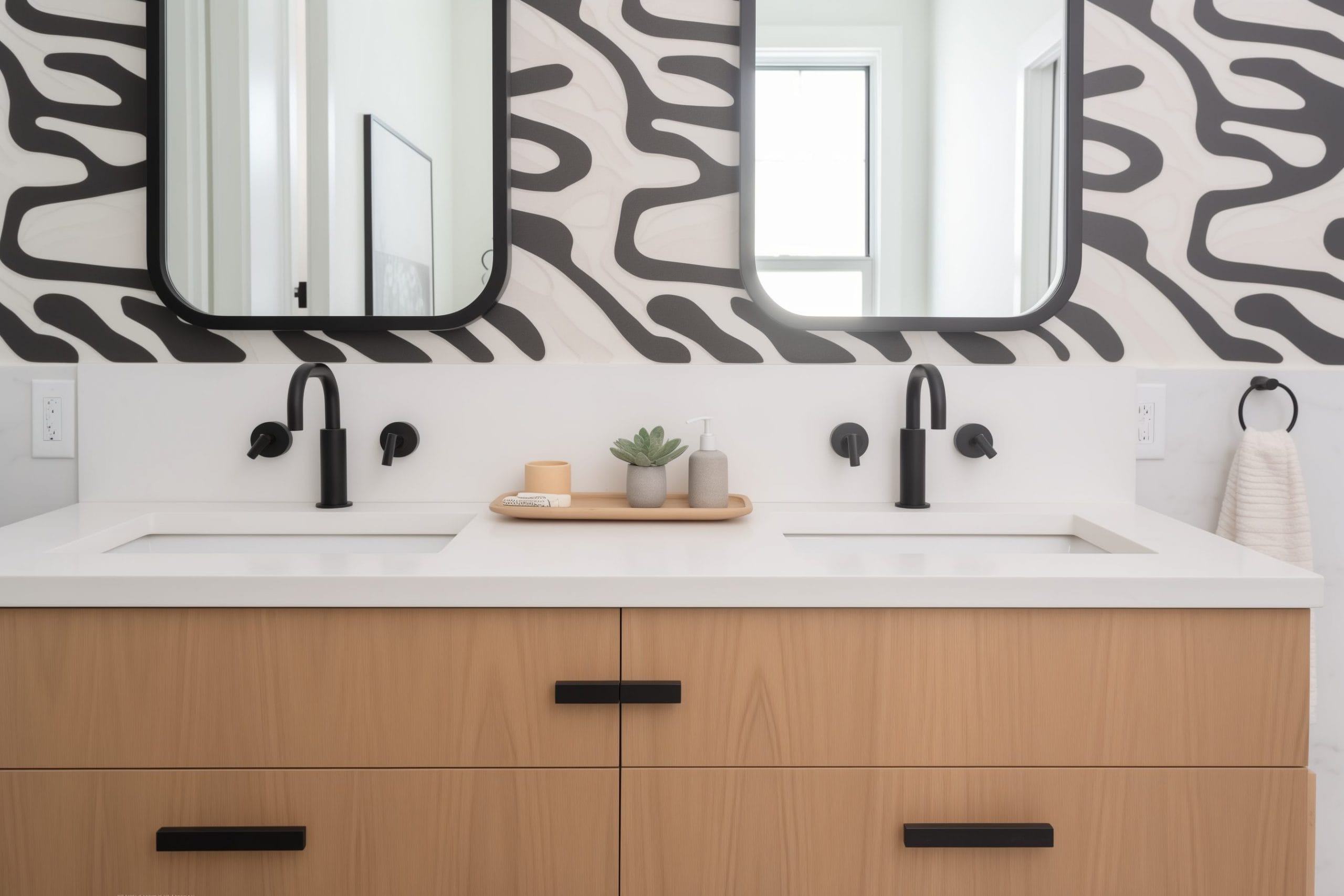 Bathroom inspiration with artistic backsplash by Decoirlla