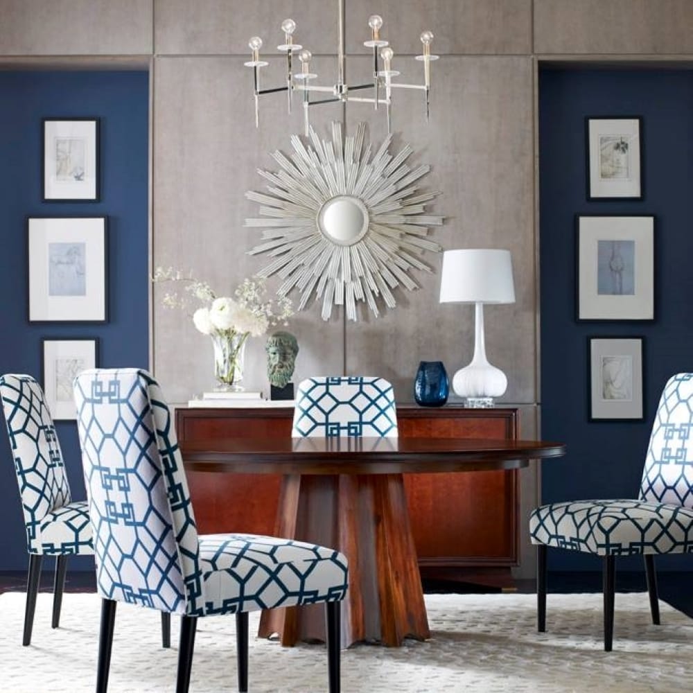 Circular dining room furniture placement by Decorilla