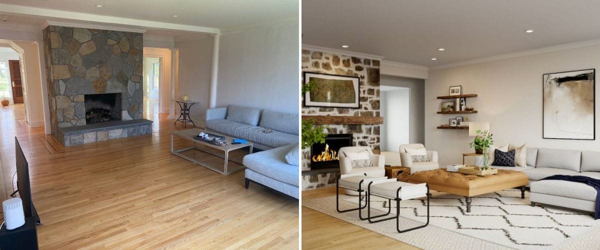 Decorilla's design of a family-friendly home's living room