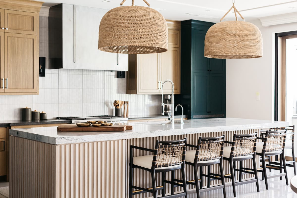 Kitchen lighting design with a statement fixture by Decorilla designer Carrie F.